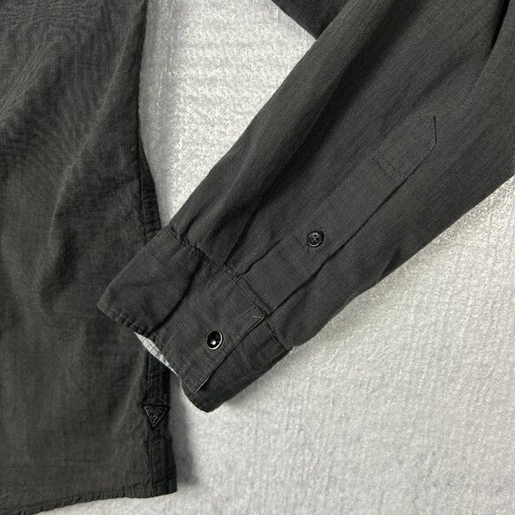 Guess Shirt Mens L Pearl Snaps Embroidered Grey Contrast Trim Western Cowboy - Picture 5 of 15